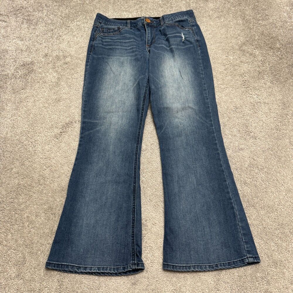 Democracy Absolution Stretch Flare Denim Jeans Womens 10P Medium Wash Distressed